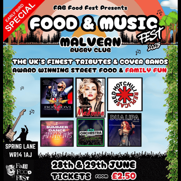 HALF PRICE Adult Weekend Ticket To The Fab Food and Music Festival At Malvern Rugby Football Club | WAS £12 NOW £6