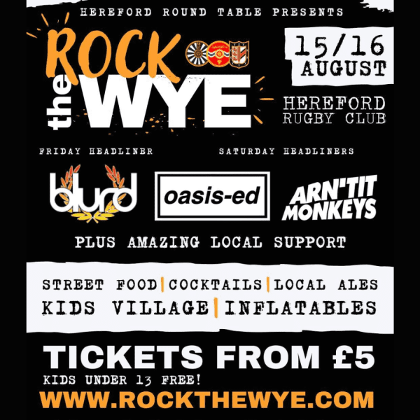 HALF PRICE Adult Saturday Ticket to Rock The Wye - 16th August | WAS £16 NOW £8